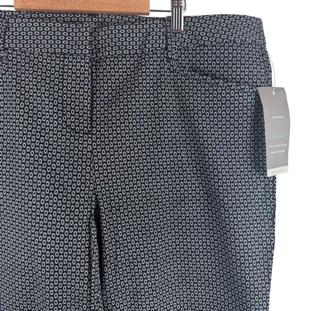 Maurices Smart Ankle Skinny Pants Women 15/16 Long Black White Geometric Diamond